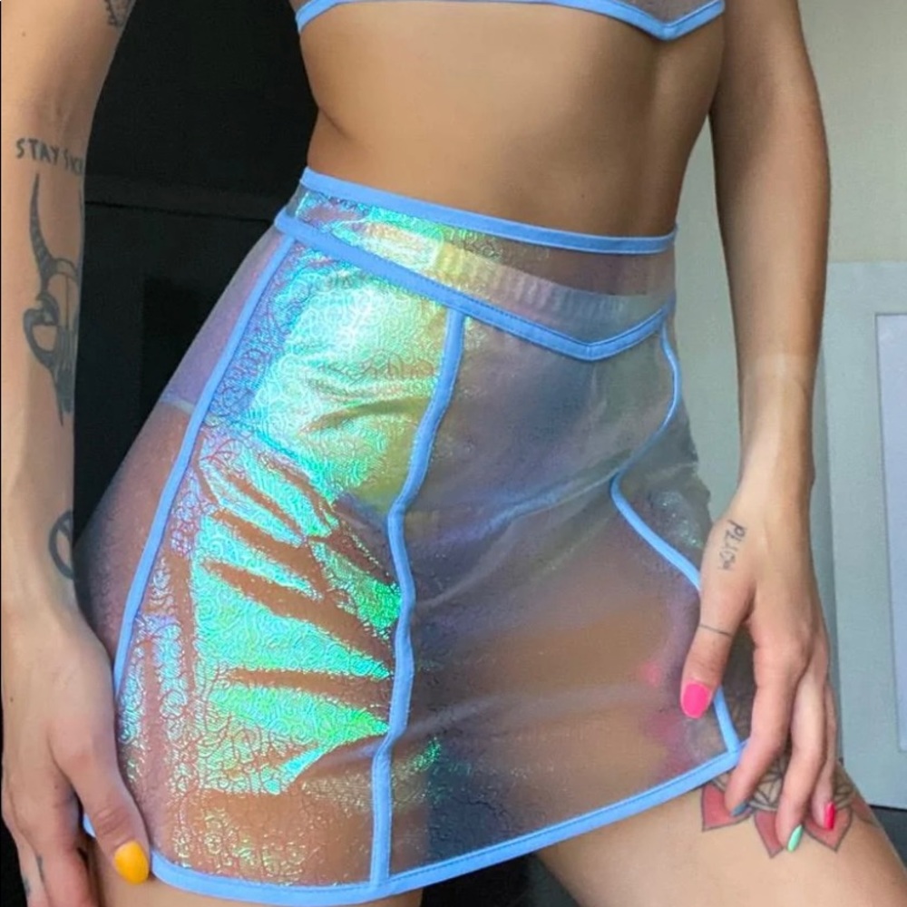 Dolls Kill- Mirror Mirror Iridescent Skirt